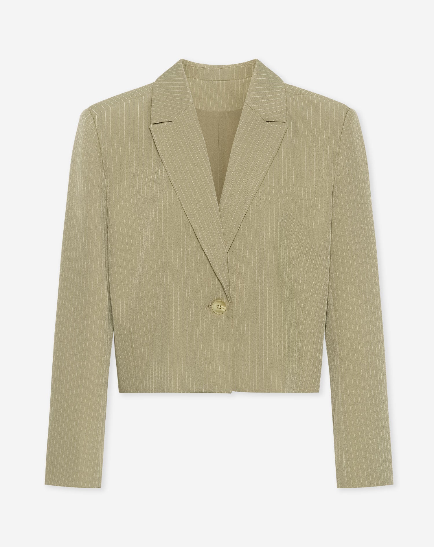SELLAH CROPPED BLAZER PIN STRIPE OLIJFGROEN