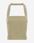 SELLAH HALTER TOP PIN STRIPE OLIJFGROEN