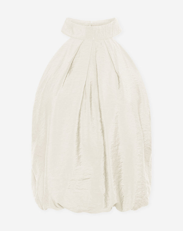 LUX BUBBLE HEM HALTER TOP CRÈME