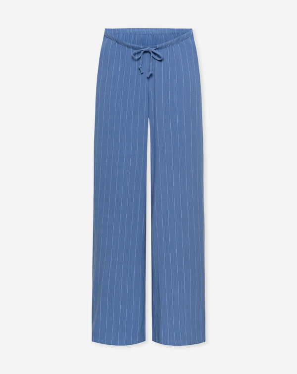 RHODE LINEN PULL ON PANTS MATERNITY PIN STRIPE BLAUW