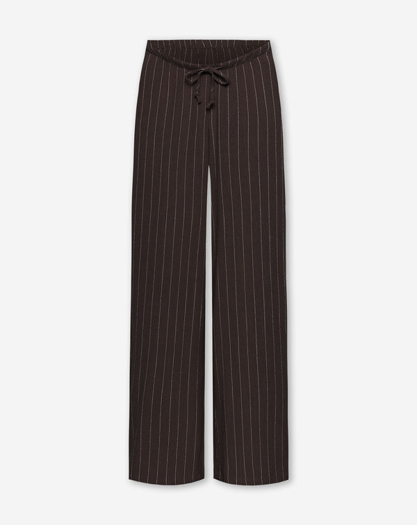 RHODE LINEN PULL ON PANTS MATERNITY PIN STRIPE BROWN