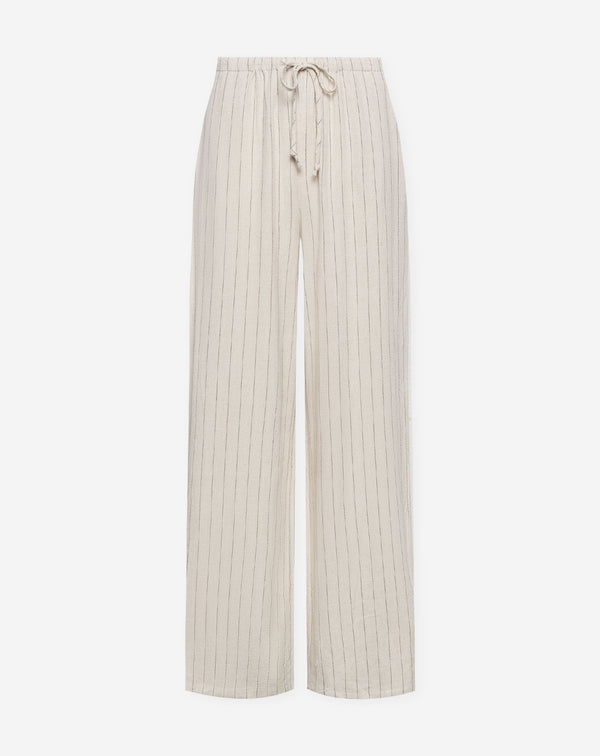 RHODE LINEN PULL ON PANTS PIN STRIPE BEIGE