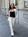 RHODE LINEN PULL ON PANTS PIN STRIPE BEIGE