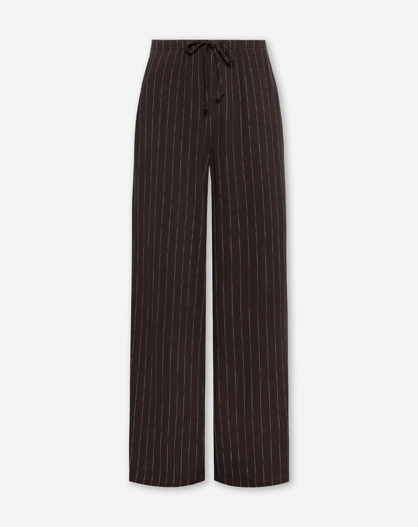 RHODE LINEN PULL ON PANTS PIN STRIPE BRUIN