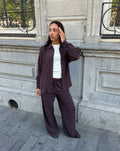RHODE LINEN PULL ON PANTS PIN STRIPE BRUIN