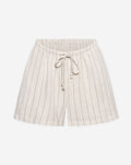 RHODE LINEN PULL ON SHORTS MATERNITY PIN STRIPE BEIGE