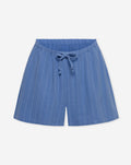 RHODE LINEN PULL ON SHORTS MATERNITY PIN STRIPE BLAUW