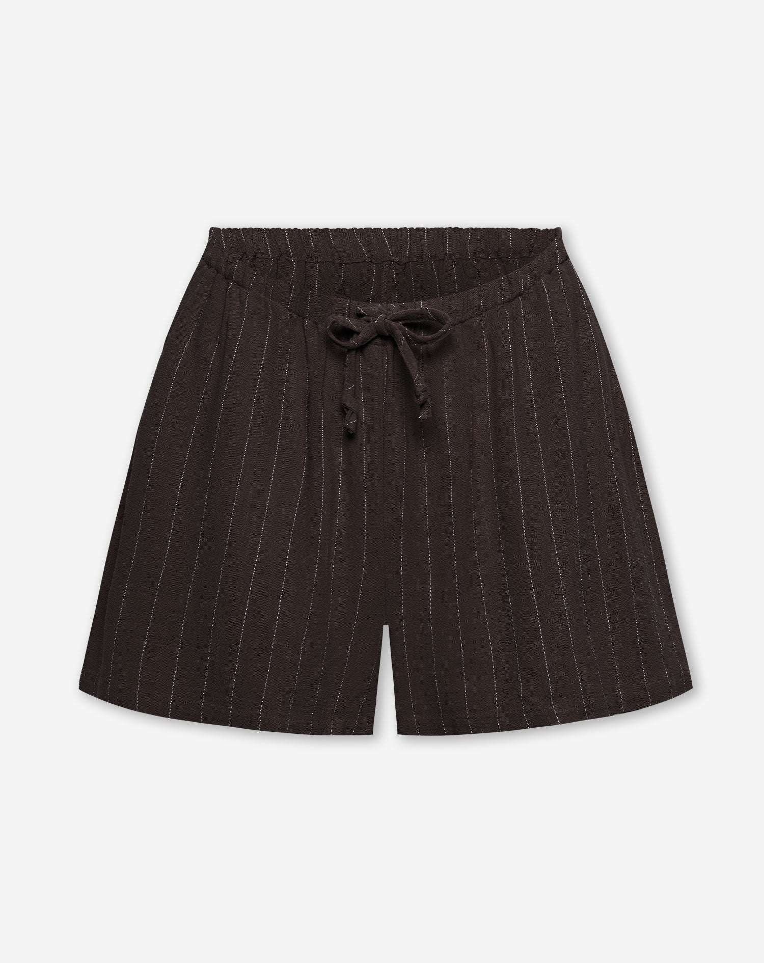 RHODE LINEN PULL ON SHORTS MATERNITY PIN STRIPE BRUIN