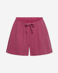 RHODE LINEN PULL ON SHORTS MATERNITY PIN STRIPE CHERRY