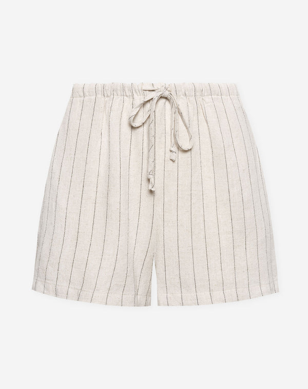 RHODE LINEN PULL ON SHORTS PIN STRIPE BEIGE