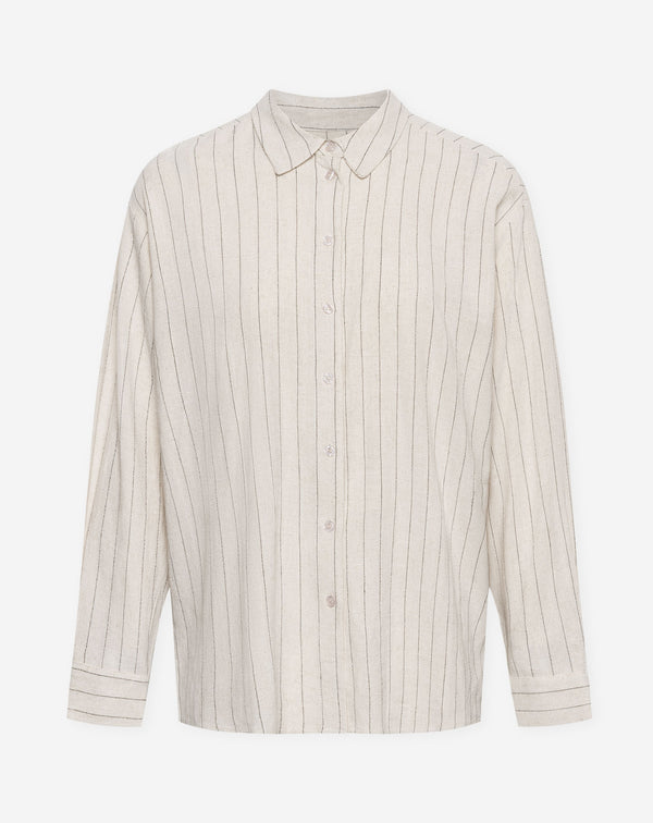 RHODE LINEN OVERSIZED BLOUSE PIN STRIPE BEIGE