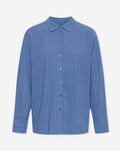 RHODE LINEN OVERSIZED BLOUSE PIN STRIPE BLAUW