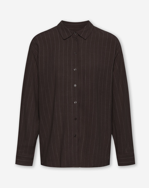 RHODE LINEN OVERSIZED BLOUSE PIN STRIPE BRUIN