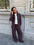 RHODE LINEN OVERSIZED BLOUSE PIN STRIPE BRUIN