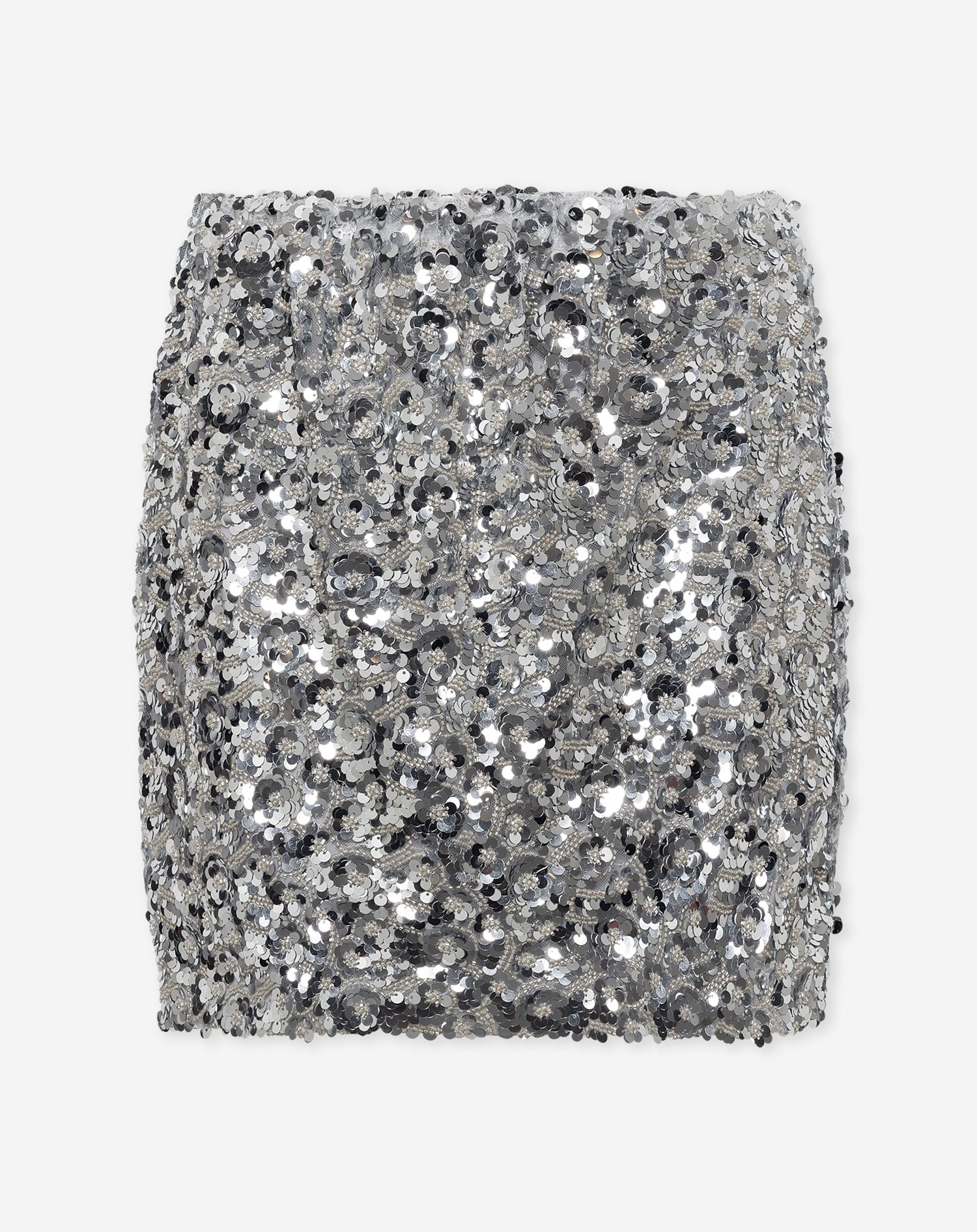 RODIE FLOWER SEQUIN SKIRT ZILVER