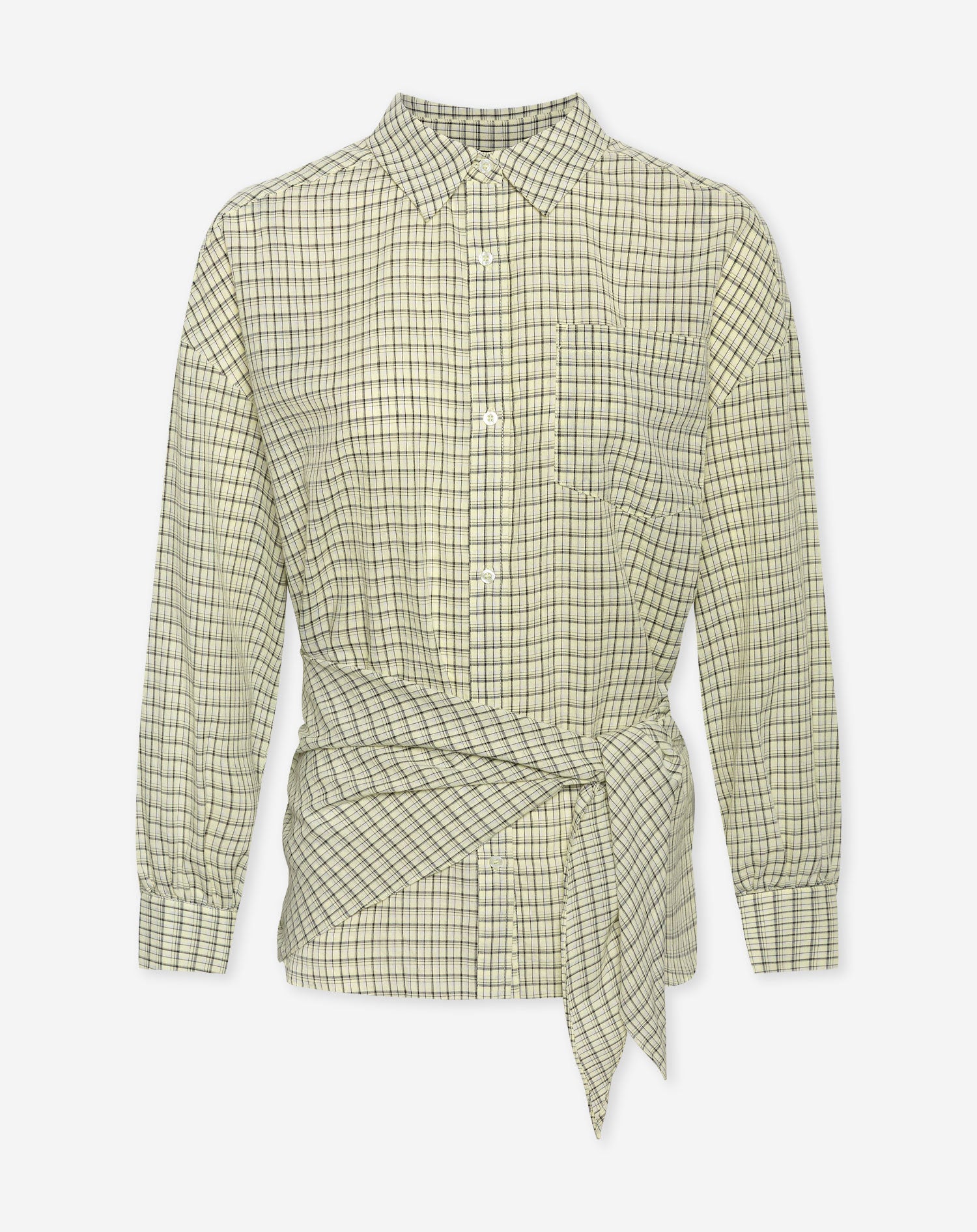 MAGGY SCARF BLOUSE CHECK GEEL