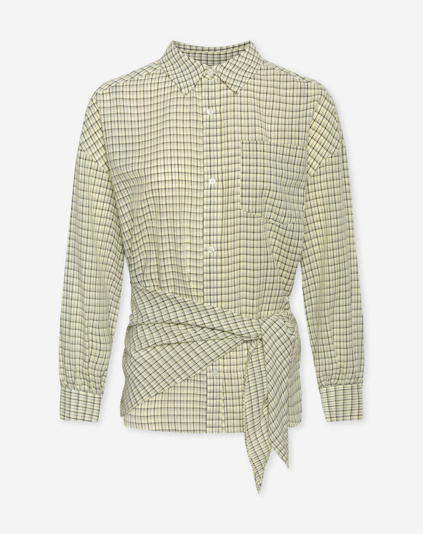 MAGGY SCARF BLOUSE CHECK GEEL