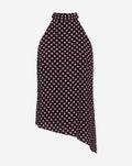 CODY A-SYMMETRIC HALTER TOP DOT BURGUNDY