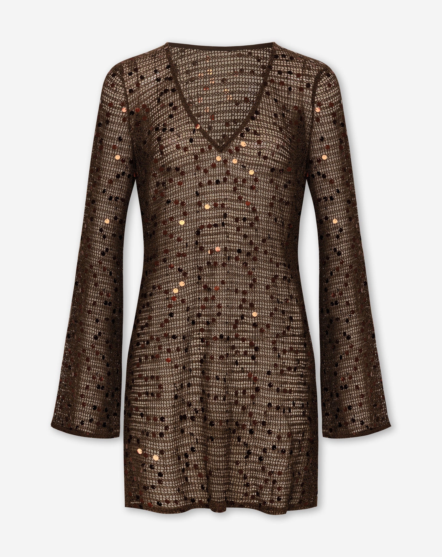 SEQUIN CROCHET DRESS BRUIN