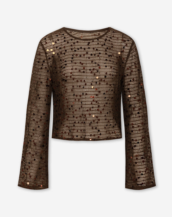 SEQUIN CROCHET TOP BRUIN
