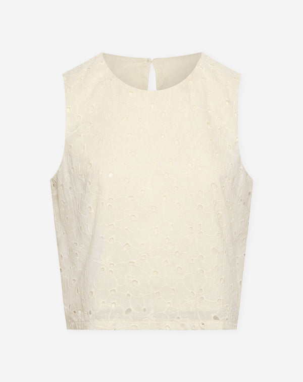CHRISSY EMBROIDERY ANGLAISE TOP CRÈME