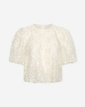 VESPER FLOWER EMBROIDERY SEQUIN TOP CRÈME