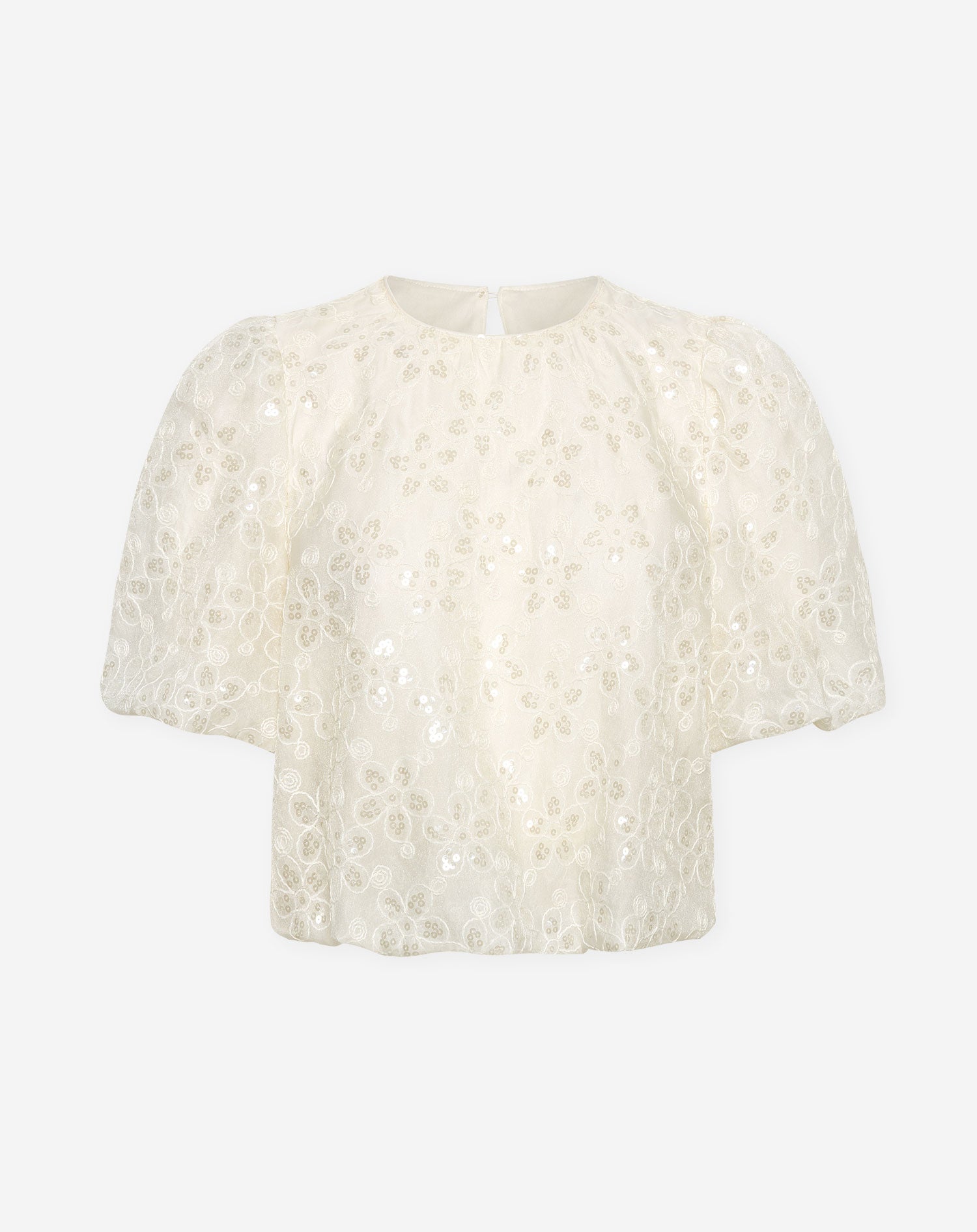 VESPER FLOWER EMBROIDERY SEQUIN TOP CRÈME