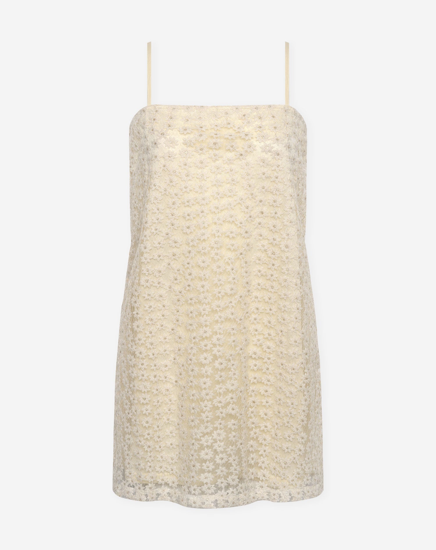 FLOWER EMBROIDERY SINGLET DRESS BEIGE