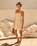 FLOWER EMBROIDERY SINGLET DRESS BEIGE