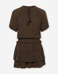 BECCA VISCOSE FRILL DRESS BRUIN