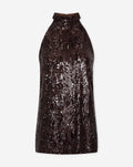 COLETTE SEQUINS HALTER DRESS BRUIN