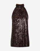 COLETTE SEQUINS HALTER DRESS BRUIN