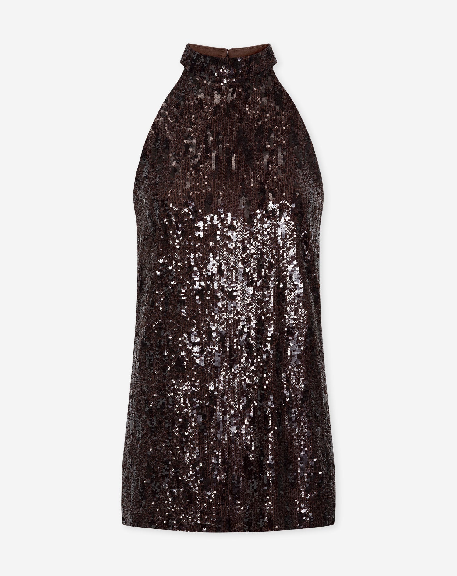 COLETTE SEQUINS HALTER DRESS BRUIN