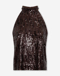 COLETTE SEQUINS HALTER TOP BRUIN