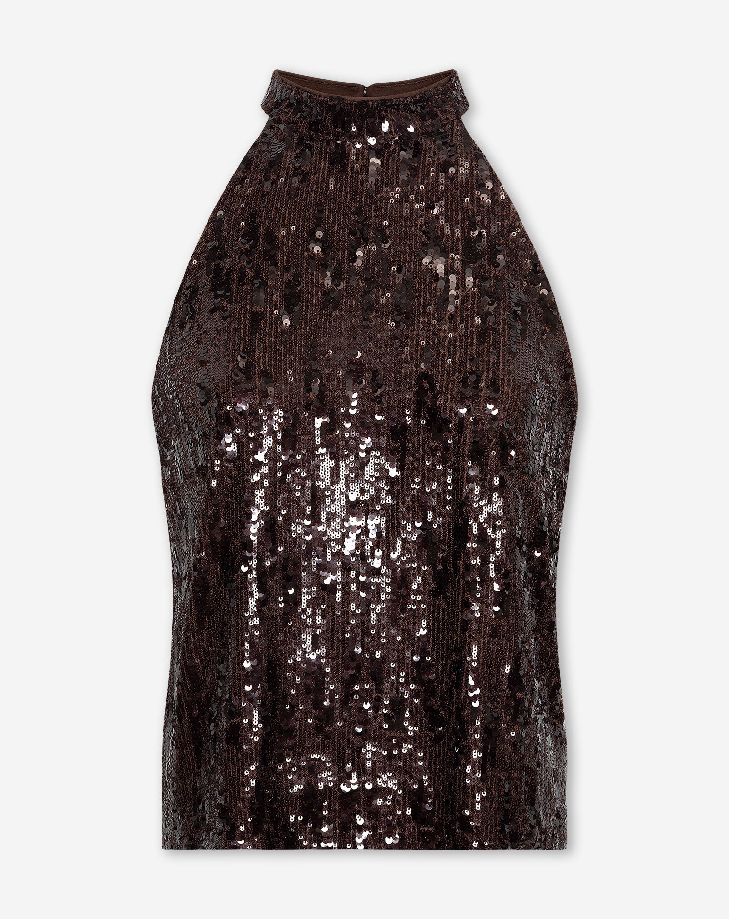 COLETTE SEQUINS HALTER TOP BRUIN