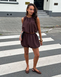 MIKA BUBBLE HEM TOP BRUIN