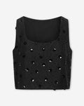 BUNNY FLOWER SEQUIN BOUCLE TOP ZWART