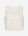 BUNNY FLOWER SEQUIN BOUCLE TOP OFF WHITE