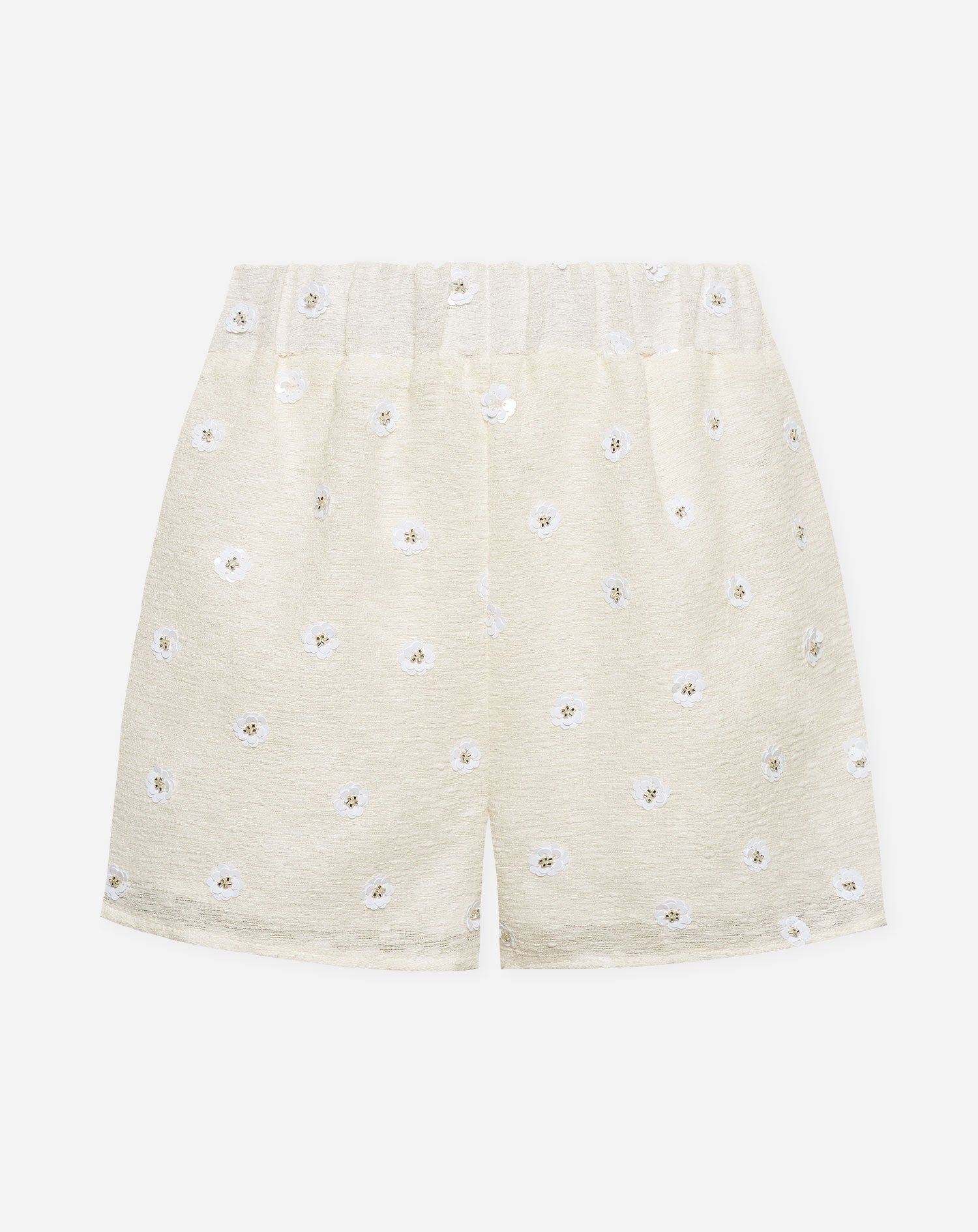 BUNNY FLOWER SEQUIN BOUCLE SHORTS OFF WHITE