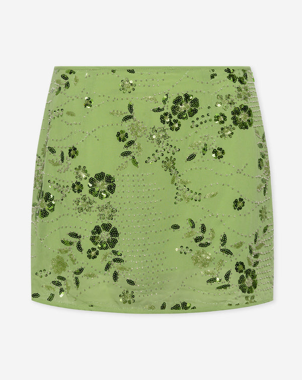 FEMMIE SEQUIN FLOWER SKIRT GROEN