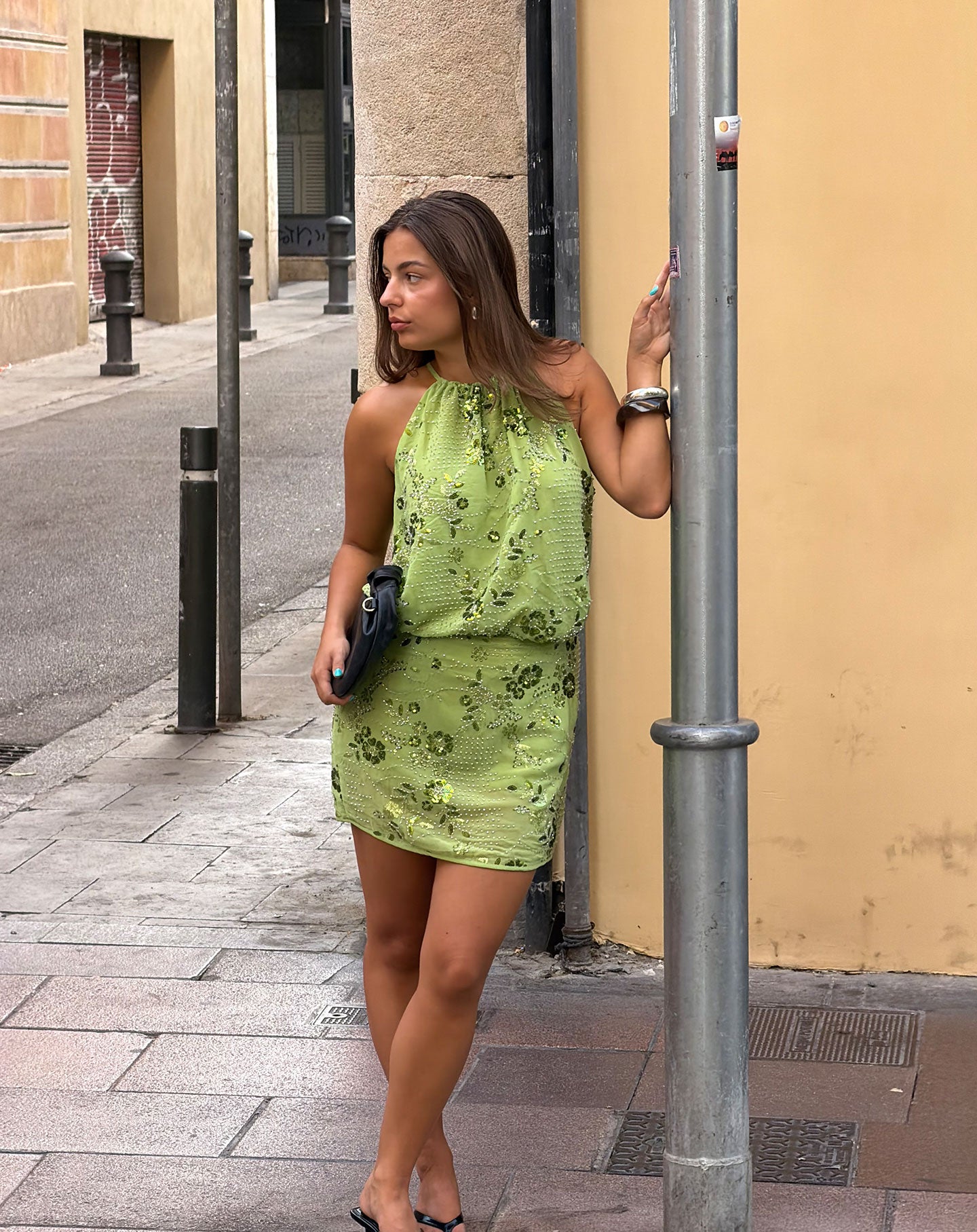 FEMMIE SEQUIN FLOWER SKIRT GROEN