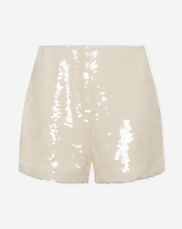 TAZZY SEQUIN SHORTS CRÈME