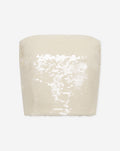 TAZZY SEQUIN BANDEAU TOP CRÈME