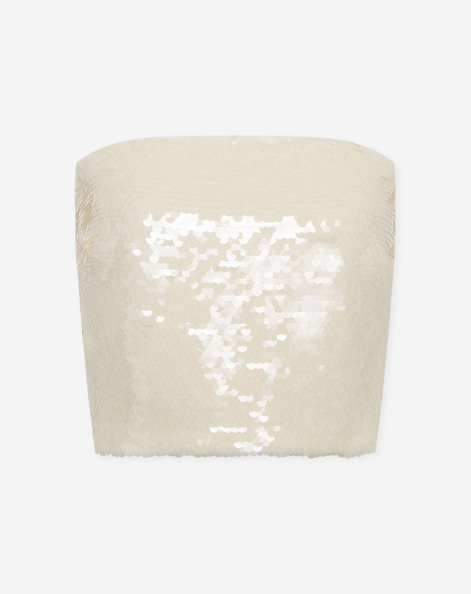 TAZZY SEQUIN BANDEAU TOP CRÈME