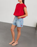 PADDED SHOULDER BUBBLE HEM TEE ROOD
