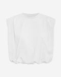 PADDED SHOULDER BUBBLE HEM TEE CRÈME