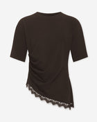 PLEATED LACE BOTTOM SHORT SLEEVE TOP DONKERBRUIN