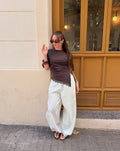 PLEATED LACE BOTTOM SHORT SLEEVE TOP DONKERBRUIN