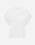 OVERSIZED LACE CAP SLEEVE TEE CRÈME