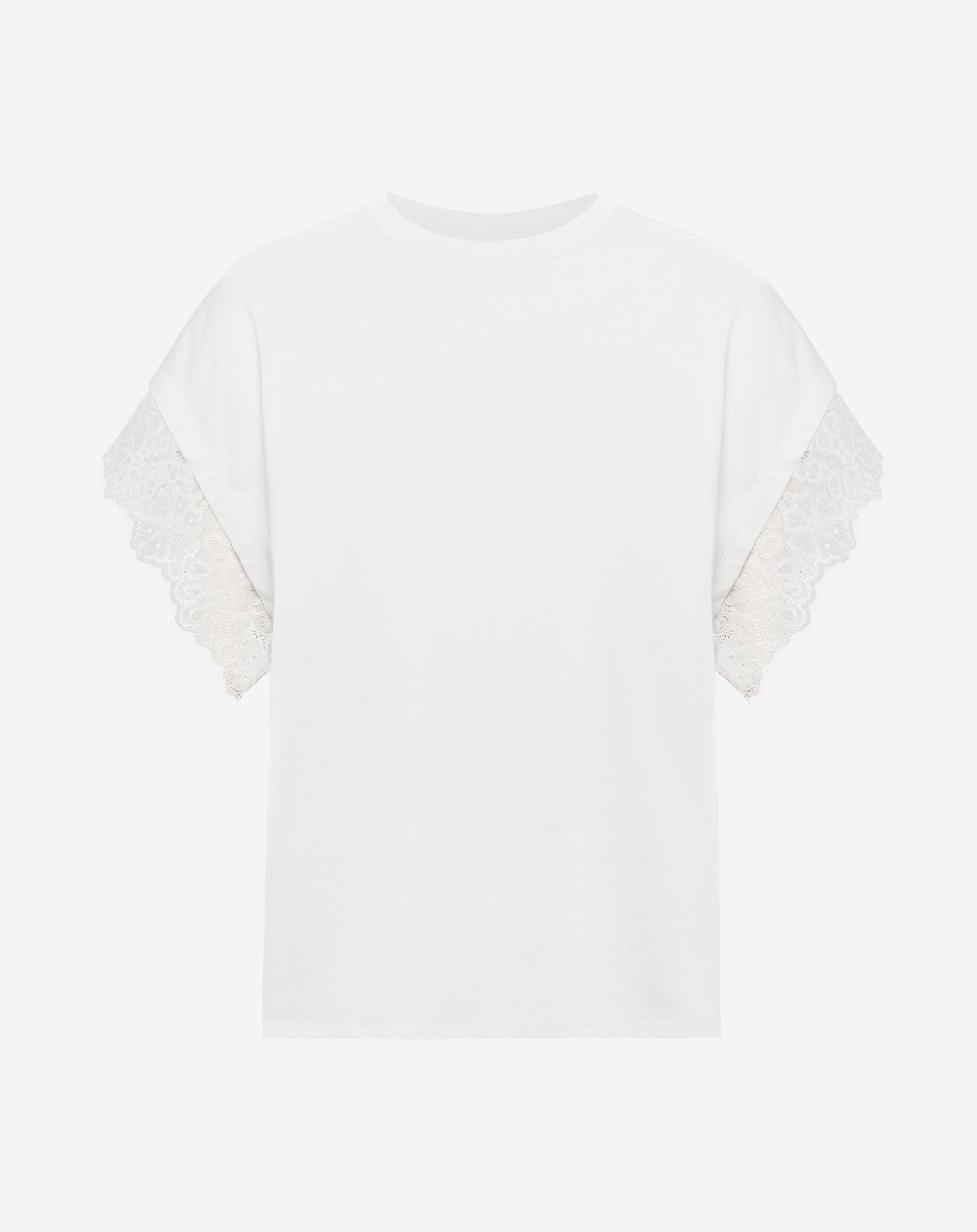 OVERSIZED LACE CAP SLEEVE TEE CRÈME